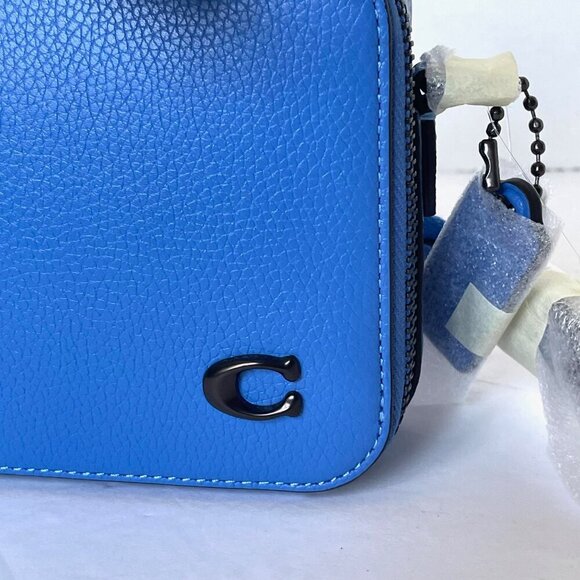 Coach Charter Slim Crossbody Messenger Bag CC070 Blueberry Pebbled Leather Pouch - Picture 4 of 9